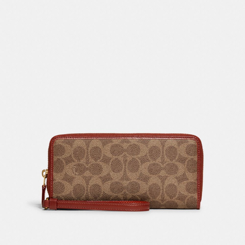 Cartera COACH® Continental In Signature Canvas Mujer Marrones Rojas | COJPM116