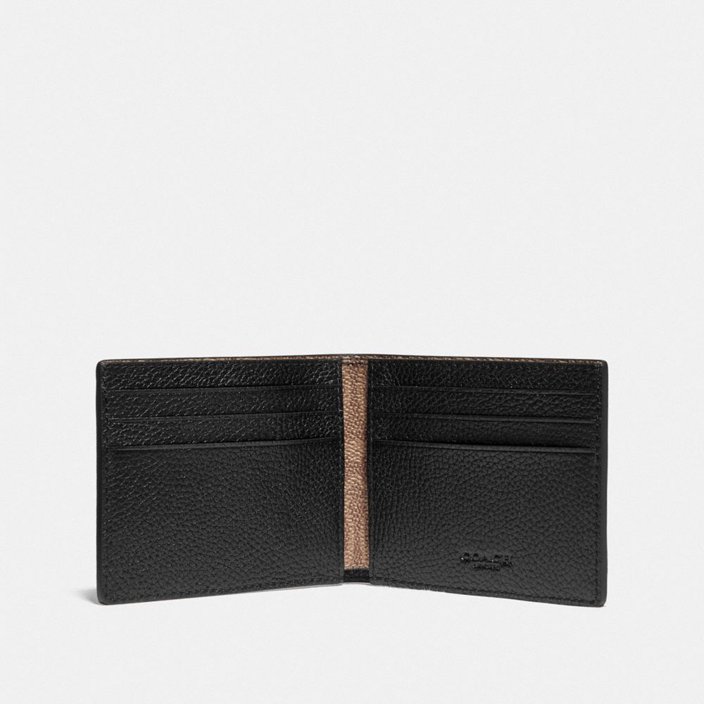 Cartera COACH® Slim Billfold With Signature Canvas Detail Hombre Negras Kaki | COWNI826