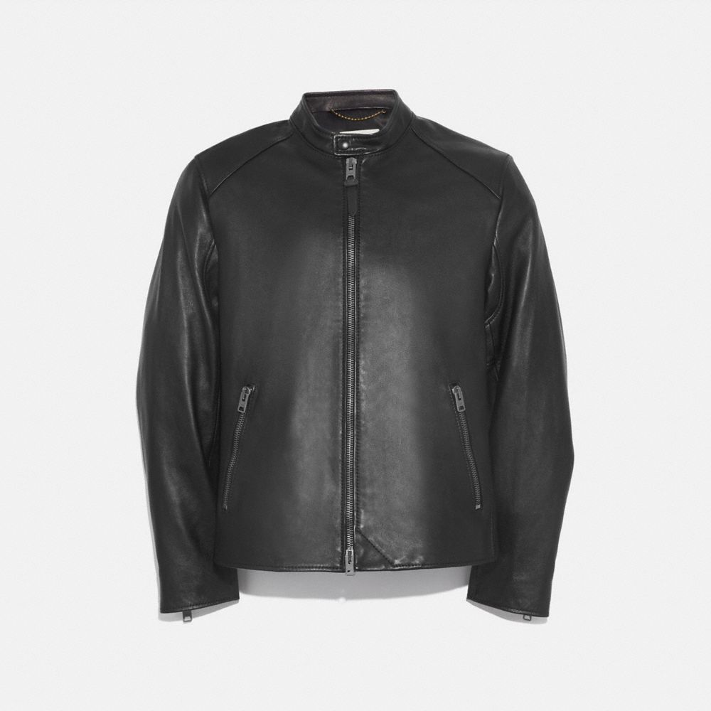 Chaqueta COACH® Leather Racer Hombre Negras | COPJV922