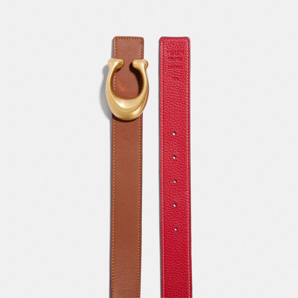 Cinturón COACH® C Hardware Reversible, 32 Mm Mujer Rojas | COAHD453