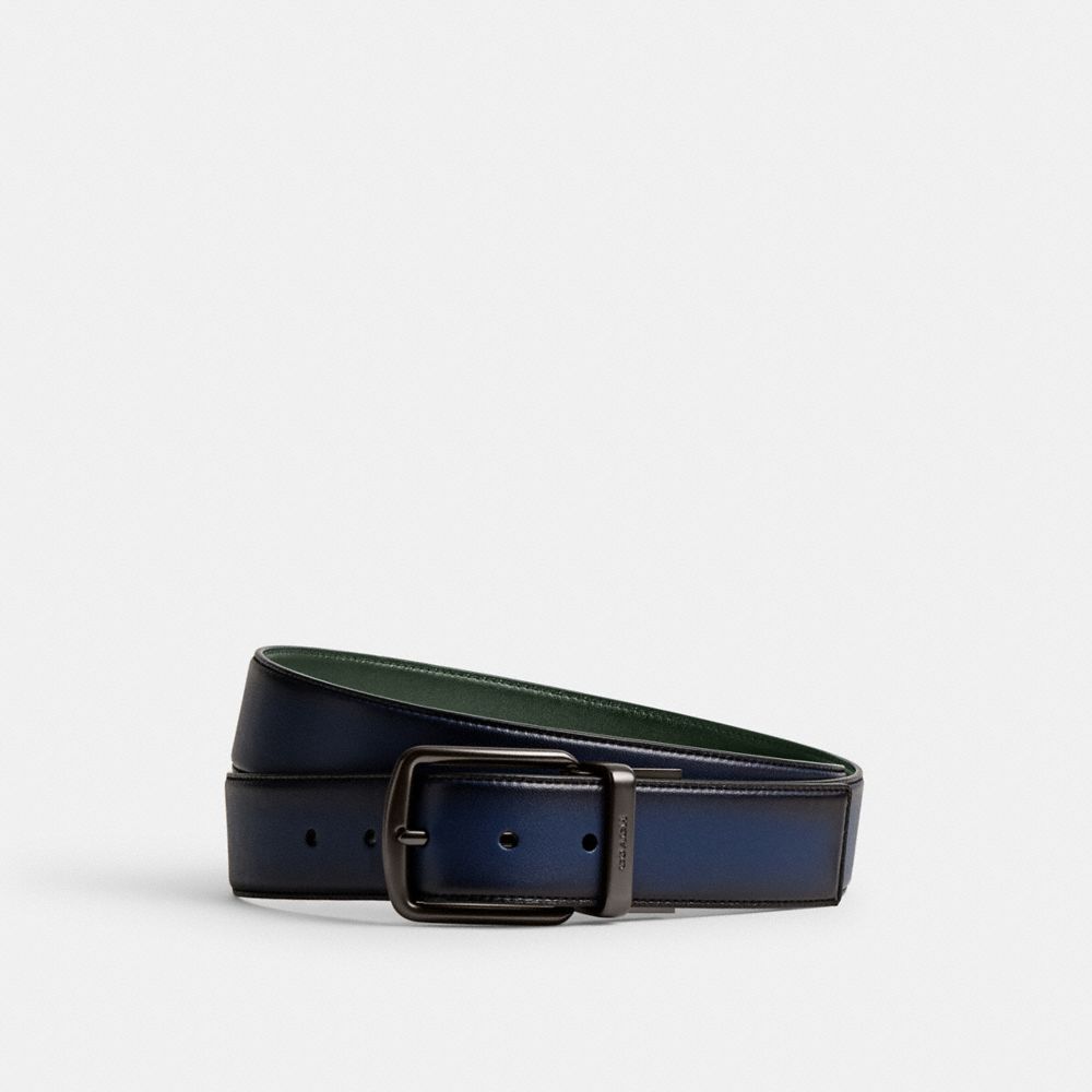 Cinturón COACH® Harness Buckle Cut To Size Reversible, 38 Mm Hombre Azules Oscuro Verde | COPJM818