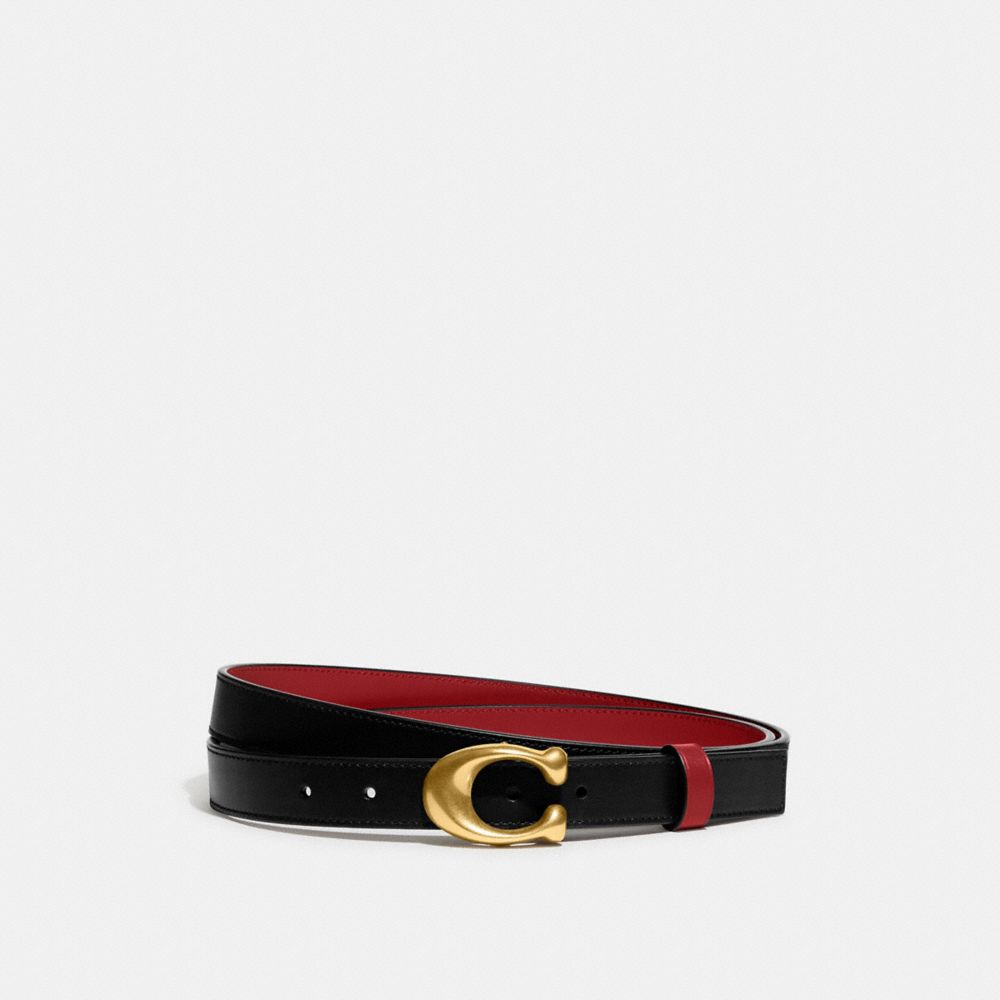 Cinturón COACH® Sculpted C Buckle Cut To Size Reversible, 25 Mm Mujer Negras Rojas | COGSO449