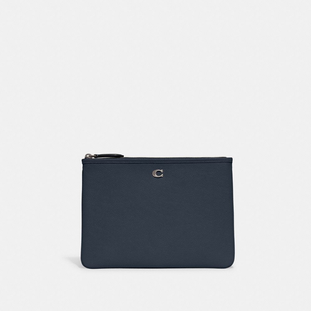 Clutch COACH® Essential Pouch 28 Mujer Plateadas Azules | COHAK323