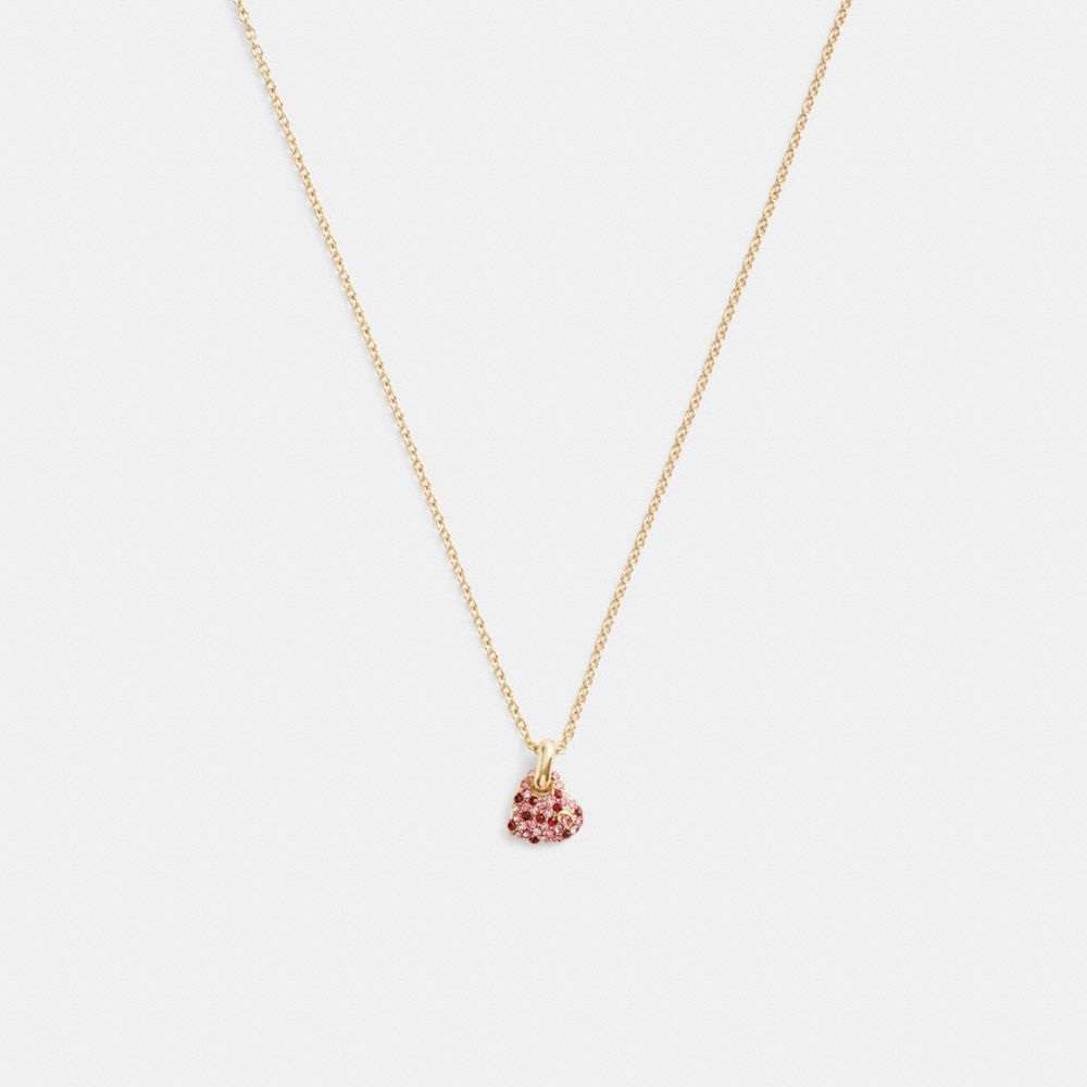 Collar COACH® Pavé Heart Pendant Mujer Doradas Rosas Multicolor | COLIE497