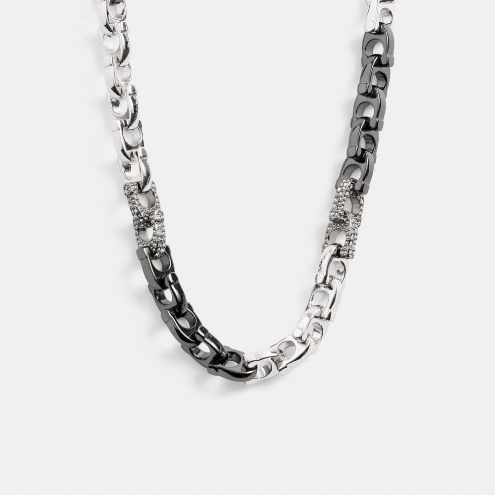 Collar COACH® Pavé Signature Mixed Chain Mujer Plateadas | COCTM494