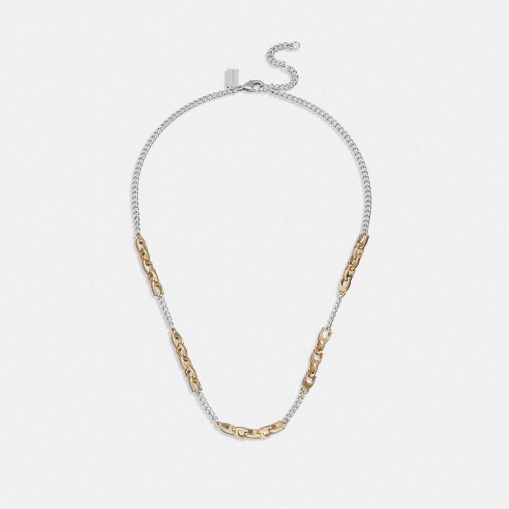 Collar COACH® Signature Mixed Chain Mujer Doradas Plateadas | COCOZ487