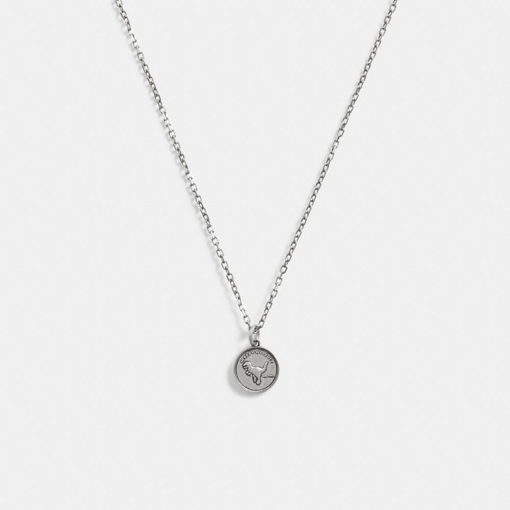 Collar COACH® Sterling Coin Pendant Mujer Plateadas | COXYJ484