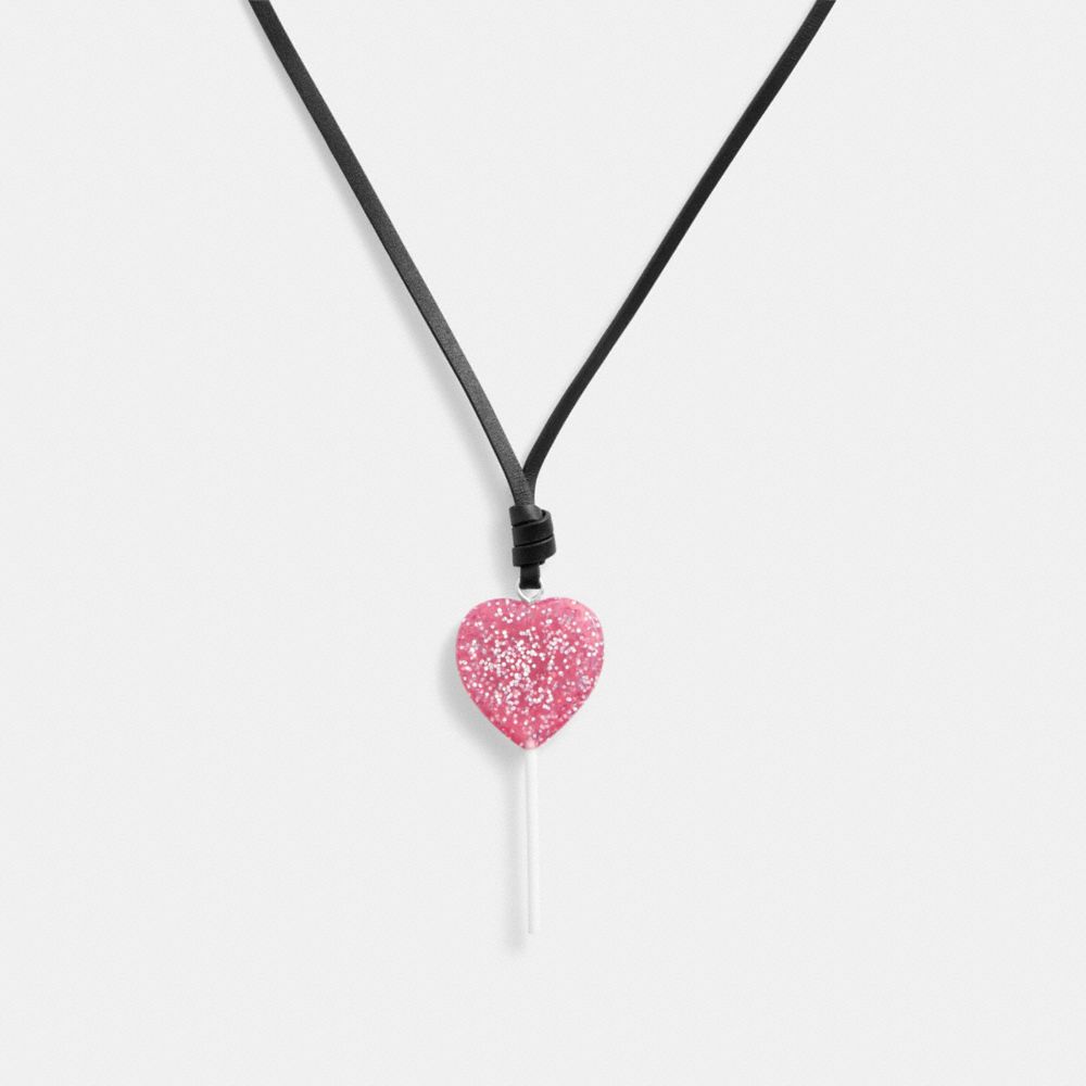 Collar COACH® The Lil Nas X Drop Heart Lollipop Mujer Plateadas Rosas | COHAS479