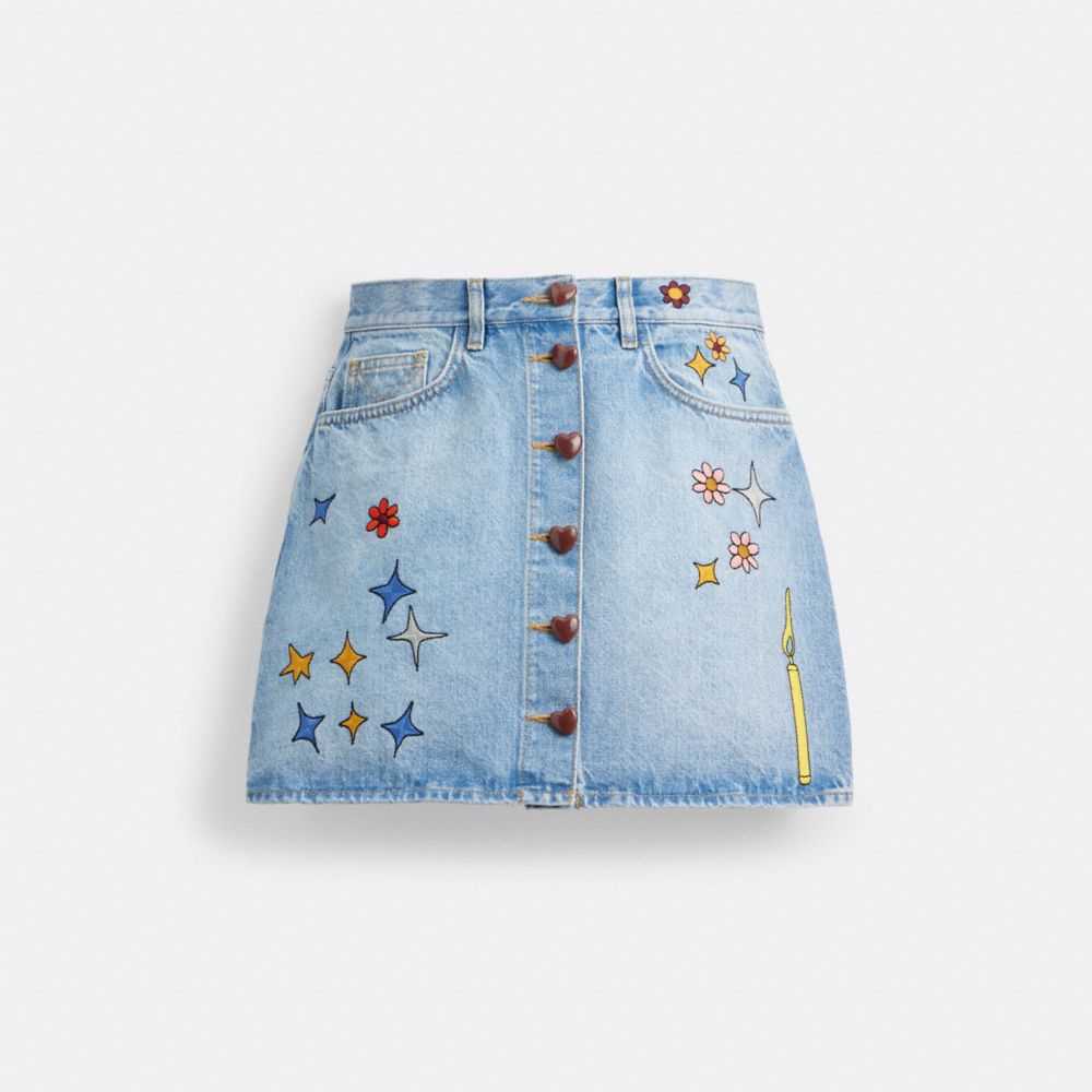 Falda COACH® X Observed By Us High Waist Denim Mujer Azules Multicolor | COSGY608