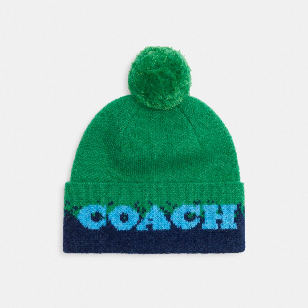 Gorro COACH® Ombre Print Mujer Verde Multicolor | COTCL459