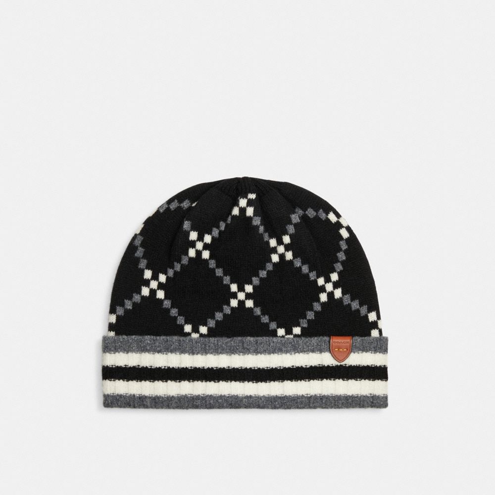 Gorro COACH® Signature Jacquard Mujer Negras | COYXK458