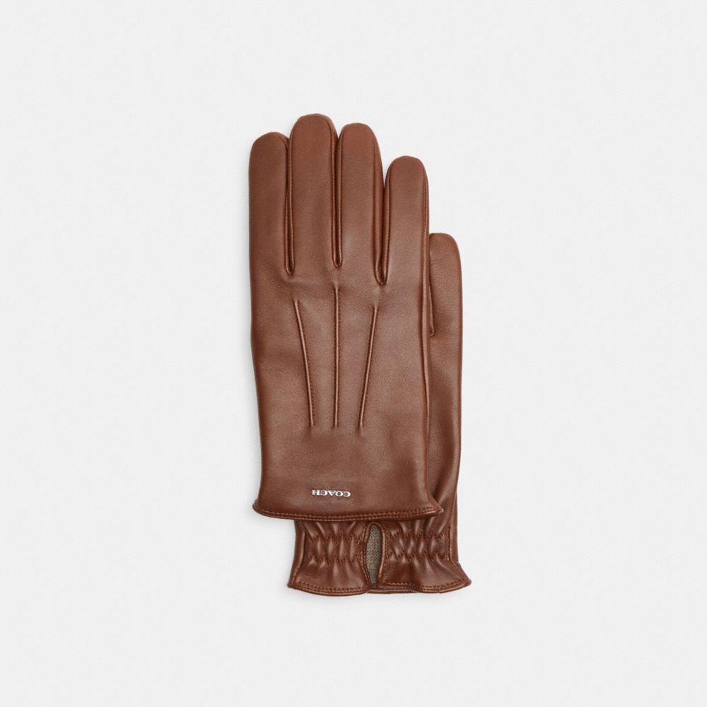 Guantes COACH® Leather Tech Hombre Marrones | COXYH807