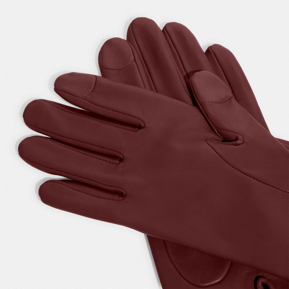 Guantes COACH® Sculpted Signature Leather Tech Mujer Burdeos | COKOY446