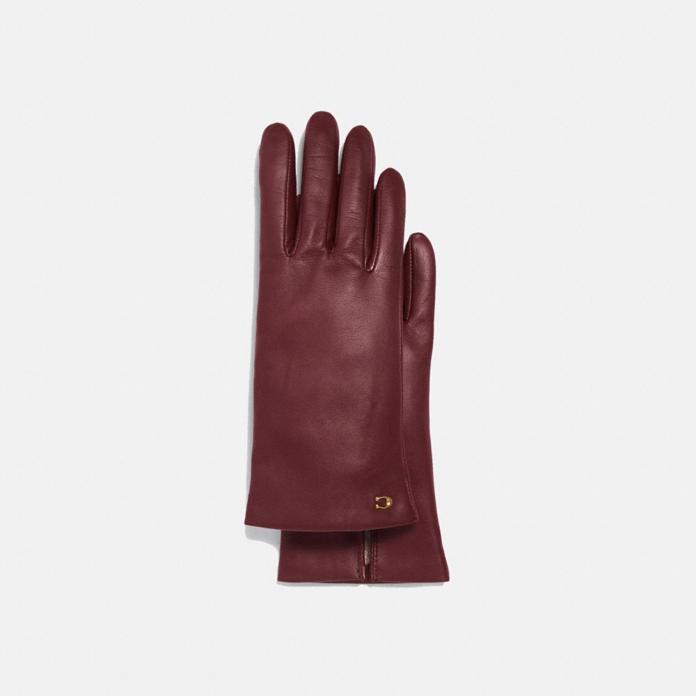 Guantes COACH® Sculpted Signature Leather Tech Mujer Burdeos | COKOY446