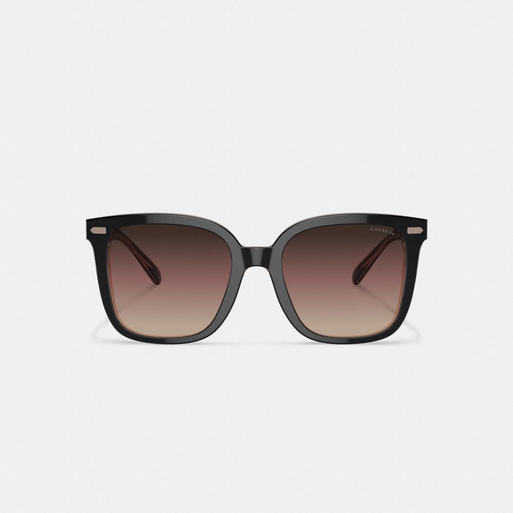 Lentes de Sol COACH® Beveled Signature Oversized Square Mujer Negras Rosas | COUZL405