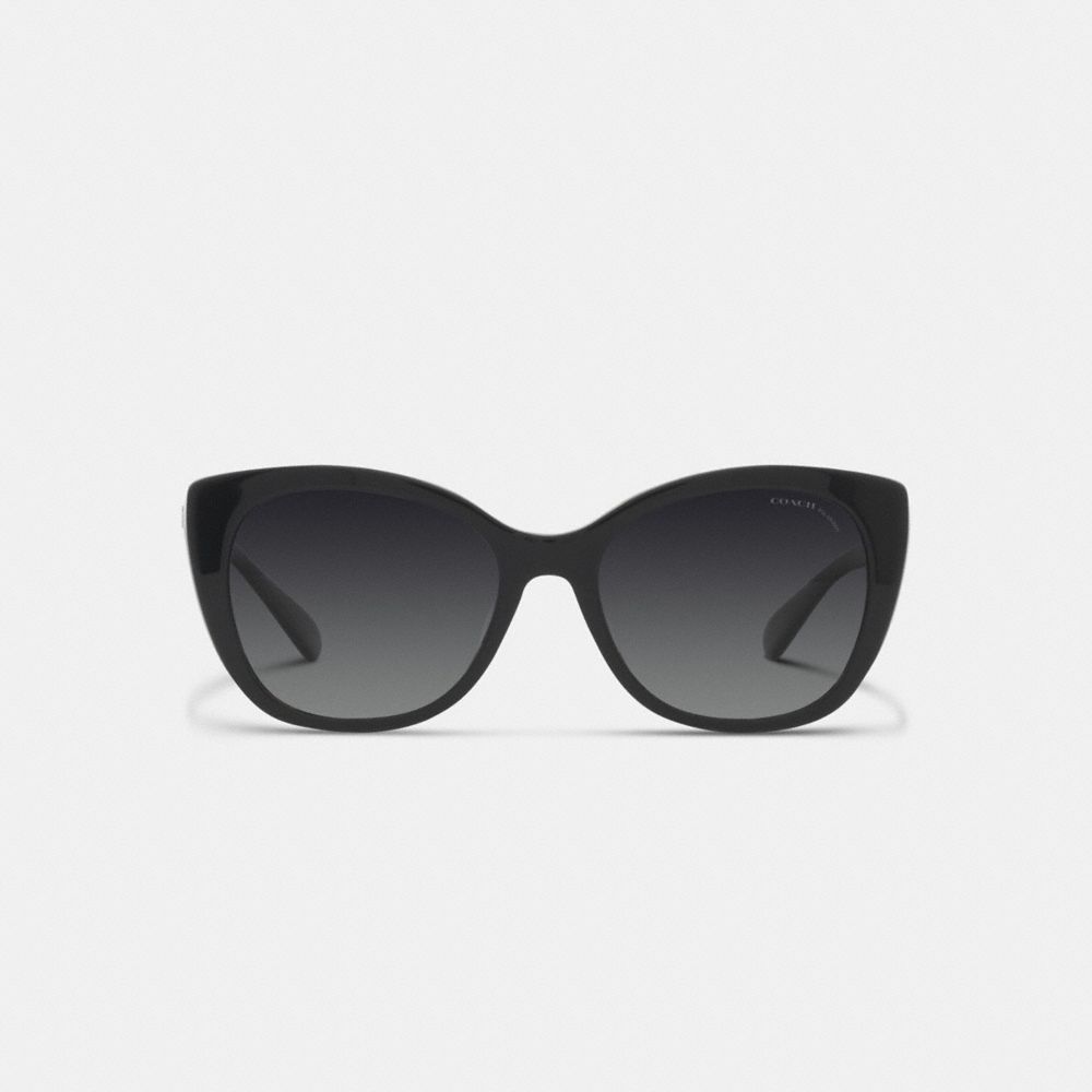 Lentes de Sol COACH® Beveled Signature Oversized Cat Eye Mujer Negras | COYXZ406