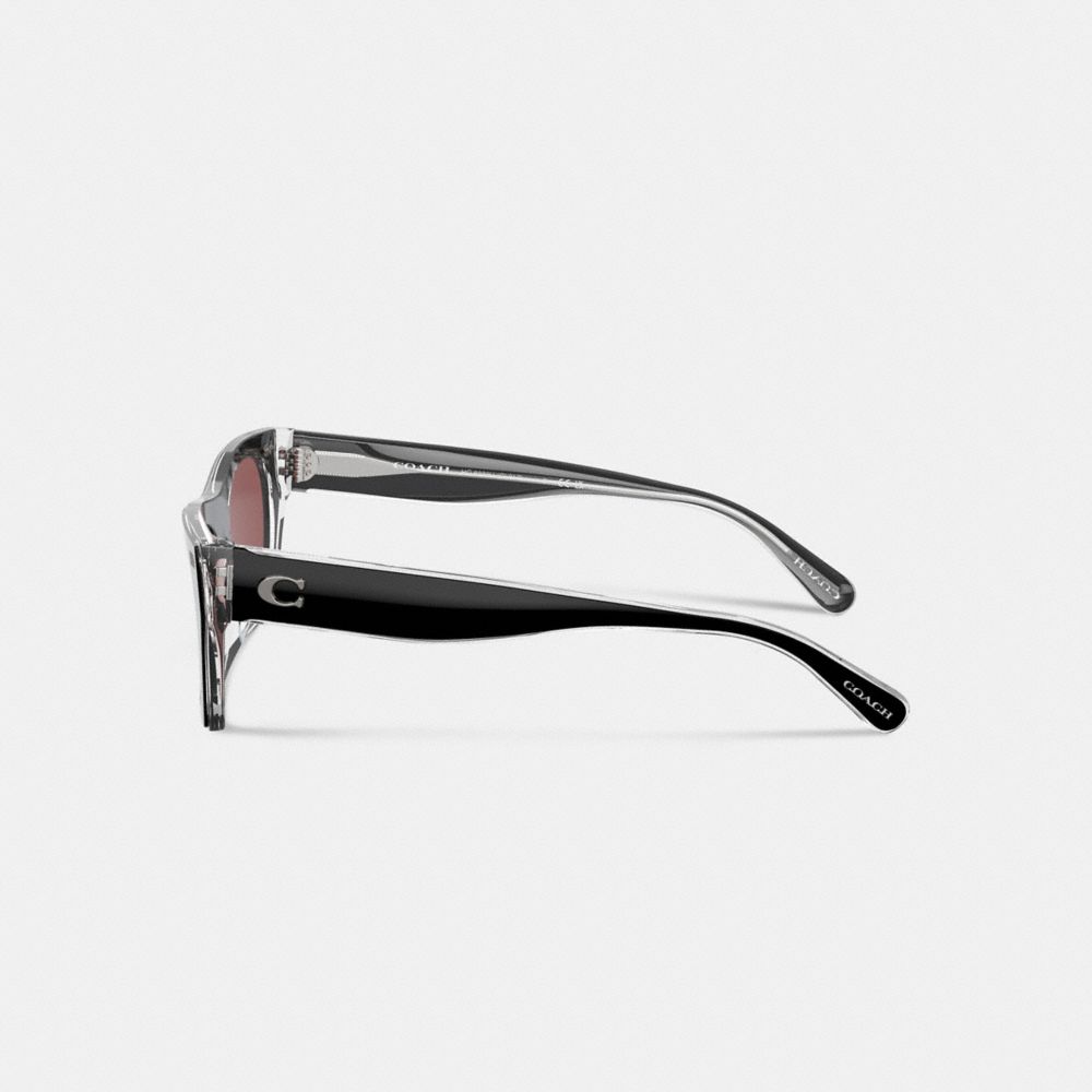 Lentes de Sol COACH® Beveled Signature Square Mujer Negras | COPJH402