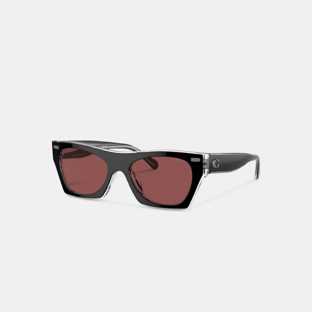 Lentes de Sol COACH® Beveled Signature Square Mujer Negras | COPJH402