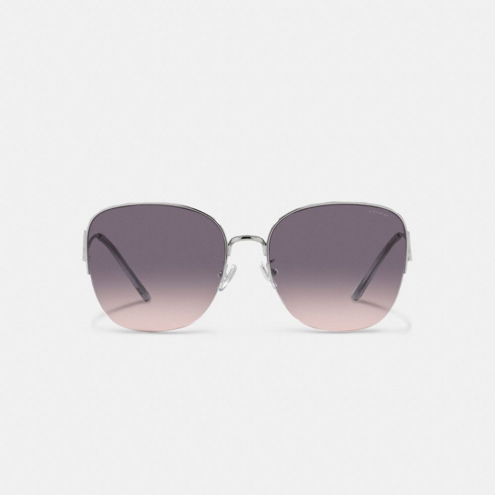 Lentes de Sol COACH® Metal Rounded Mujer Gris Rosas | COCTR390