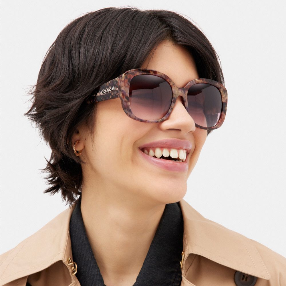 Lentes de Sol COACH® Signature Oversized Square Mujer Moradas | COMQM386