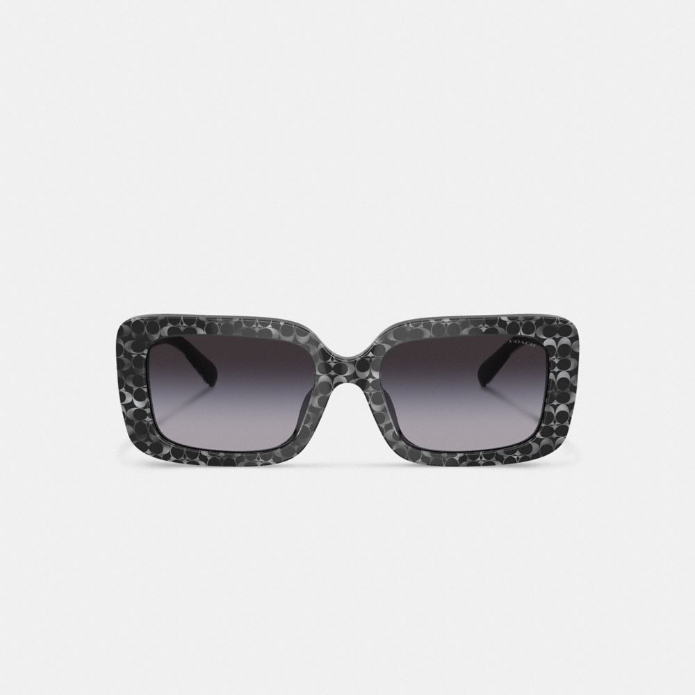 Lentes de Sol COACH® Signature Oversized Rectangle Mujer Plateadas | CONWQ387