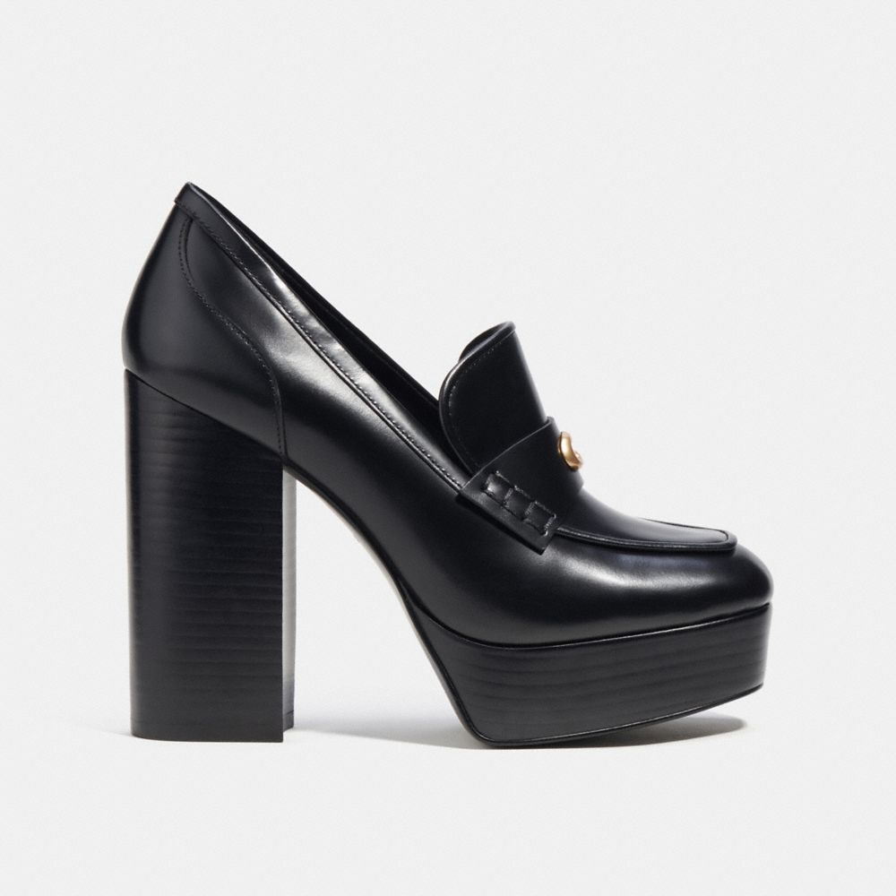 Loafer COACH® Ilyse Platform Mujer Negras | COXYU744