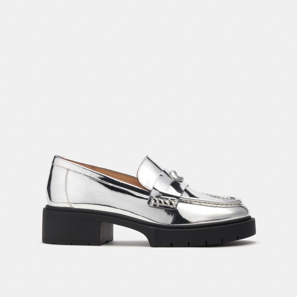 Loafer COACH® Leah In Metallic Mujer Plateadas | COFDM737