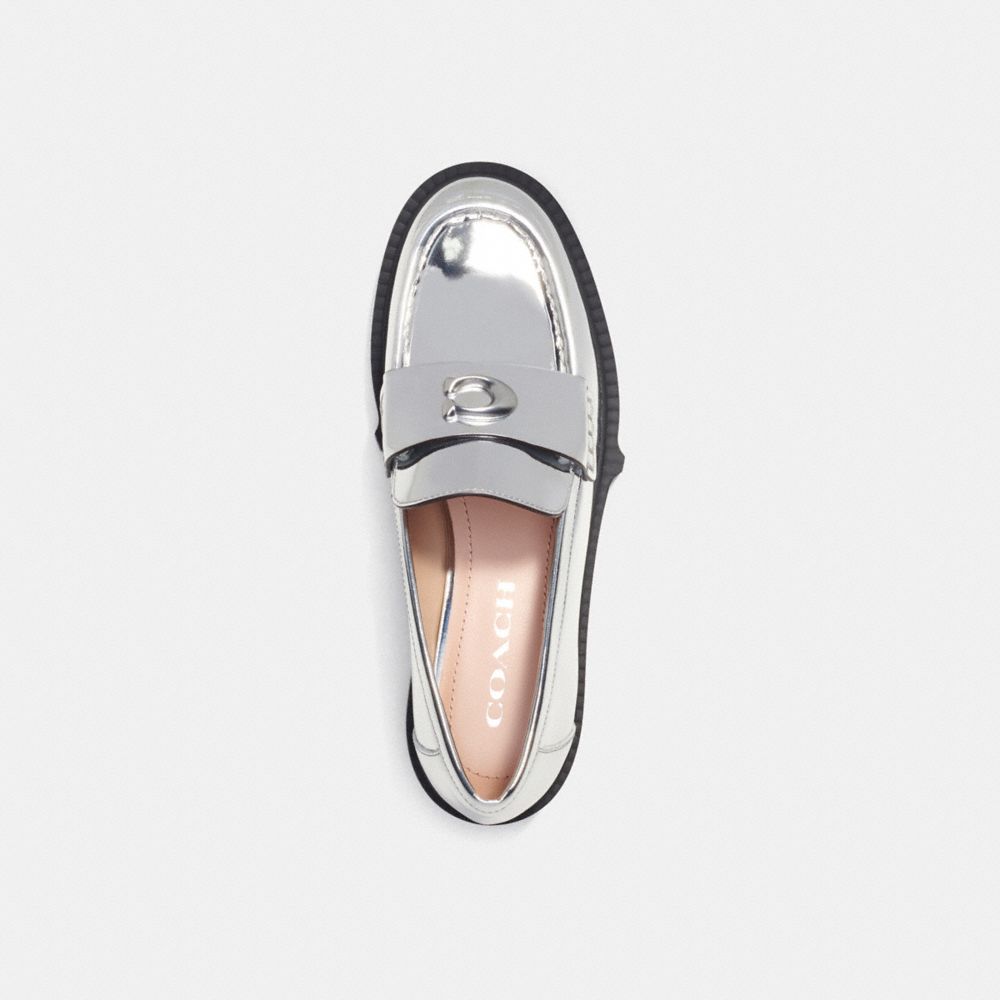 Loafer COACH® Leah In Metallic Mujer Plateadas | COFDM737