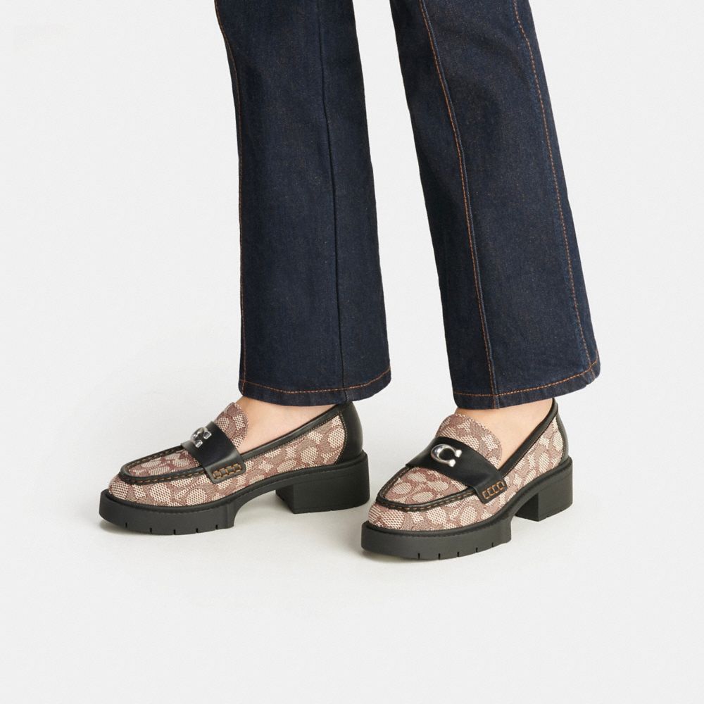 Loafer COACH® Leah In Signature Jacquard Mujer Negras | COGSQ738