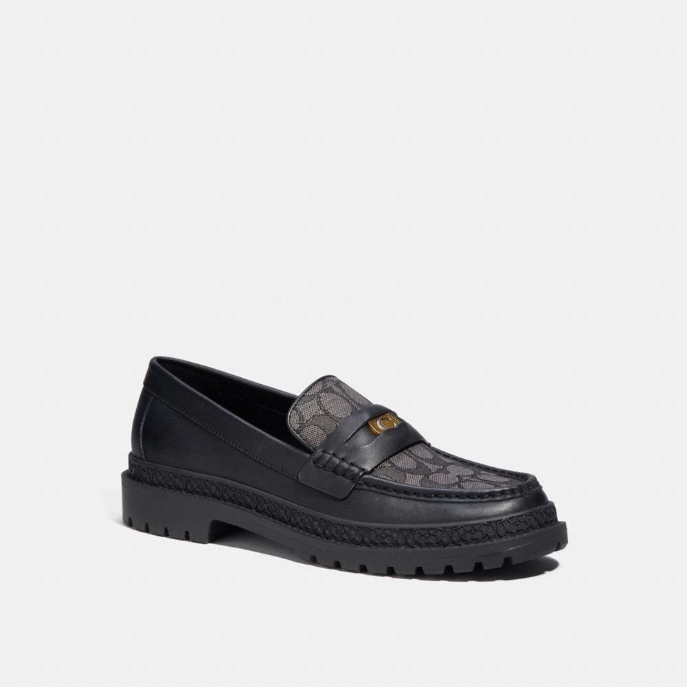 Loafer COACH® With Signature Jacquard And Signature Coin Hombre Negras | COVRI961