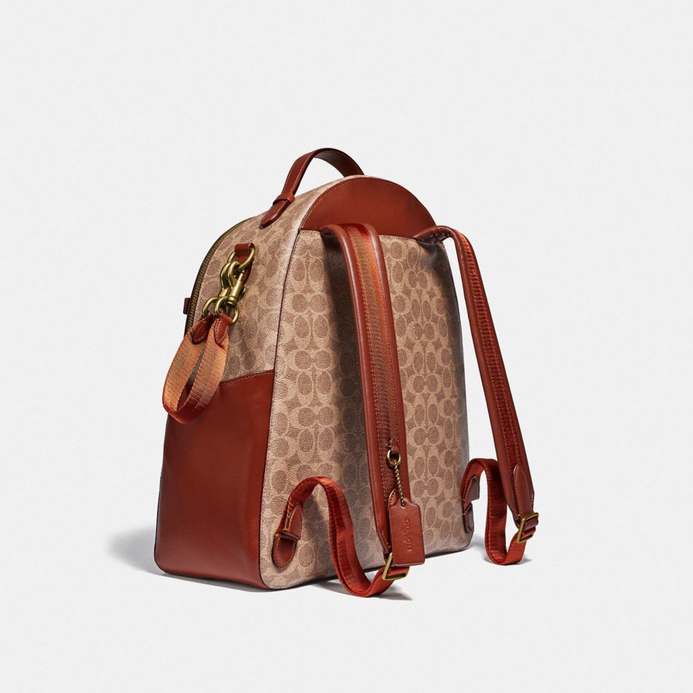 Mochila COACH® Baby In Signature Canvas Mujer Marrones Rojas | COHAH375