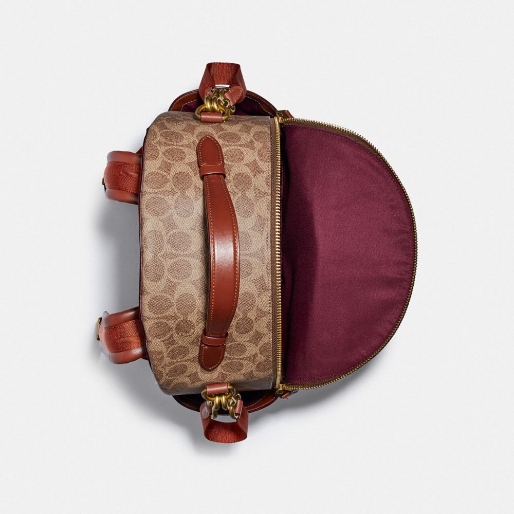 Mochila COACH® Baby In Signature Canvas Mujer Marrones Rojas | COHAH375