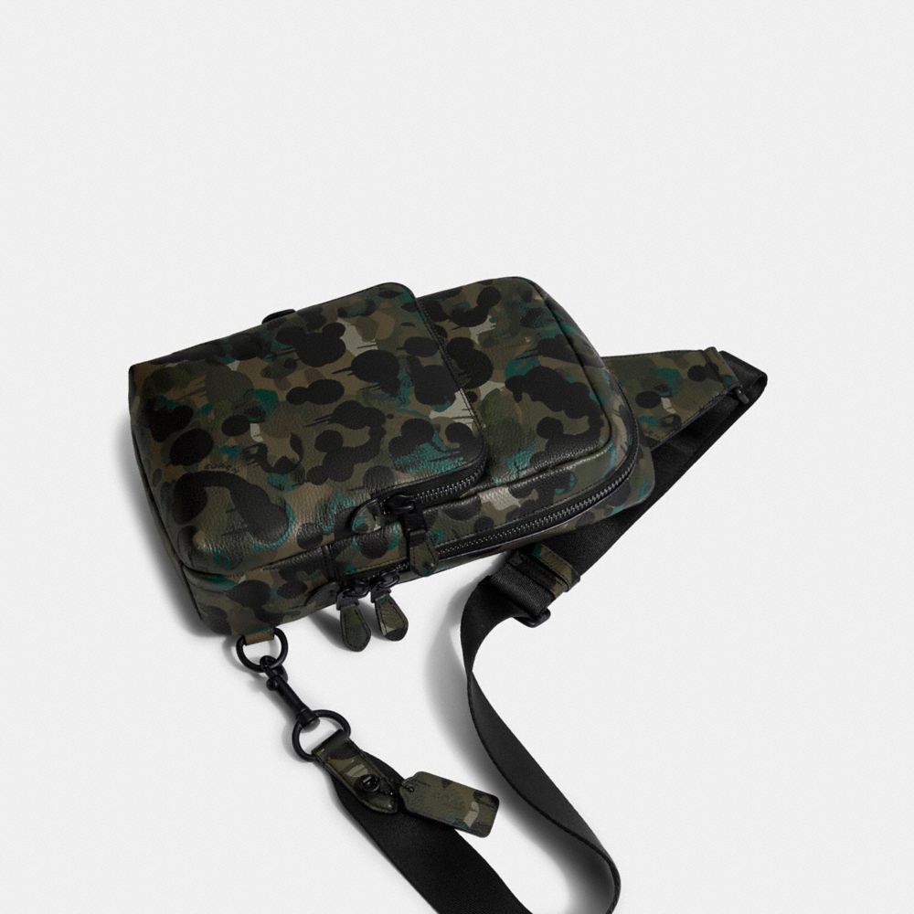 Mochila COACH® Gotham Pack With Camo Print Hombre Negras Verde Azules | COPJJ889