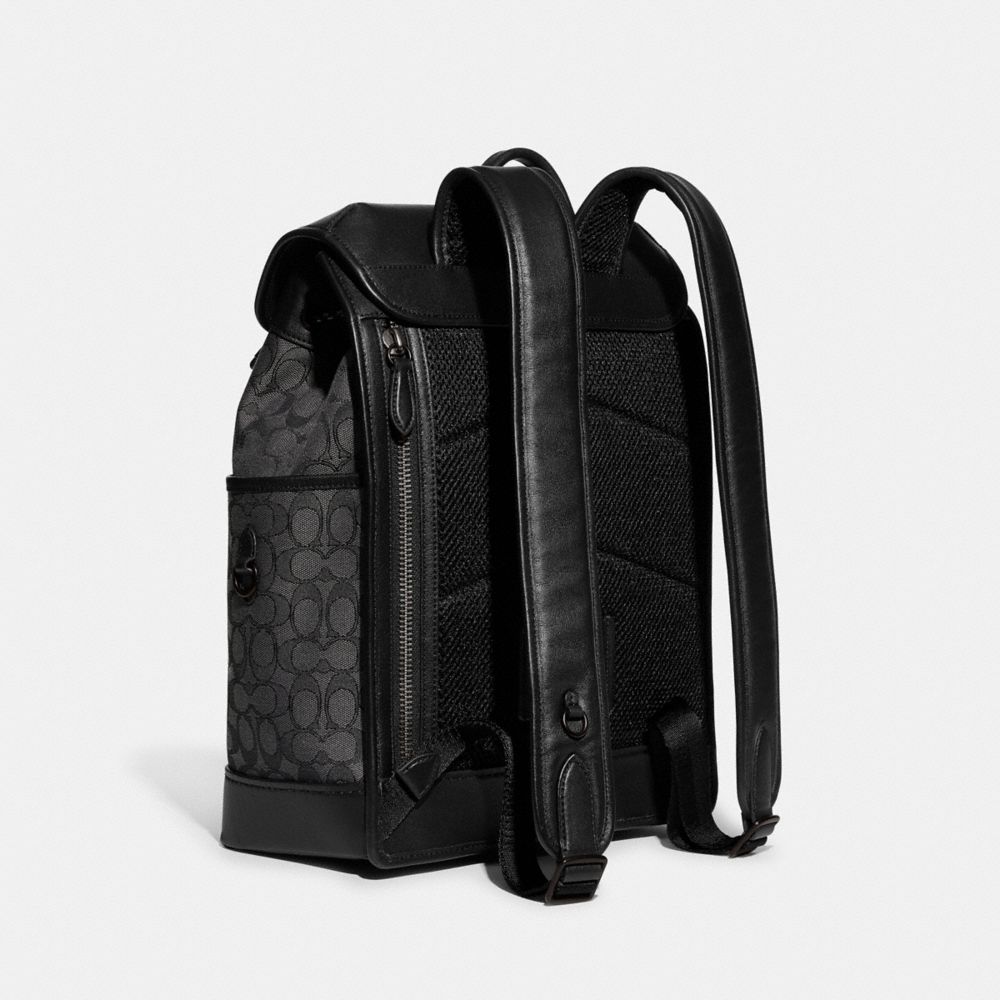 Mochila COACH® League Flap In Signature Jacquard Hombre Gris Negras | COYXD885