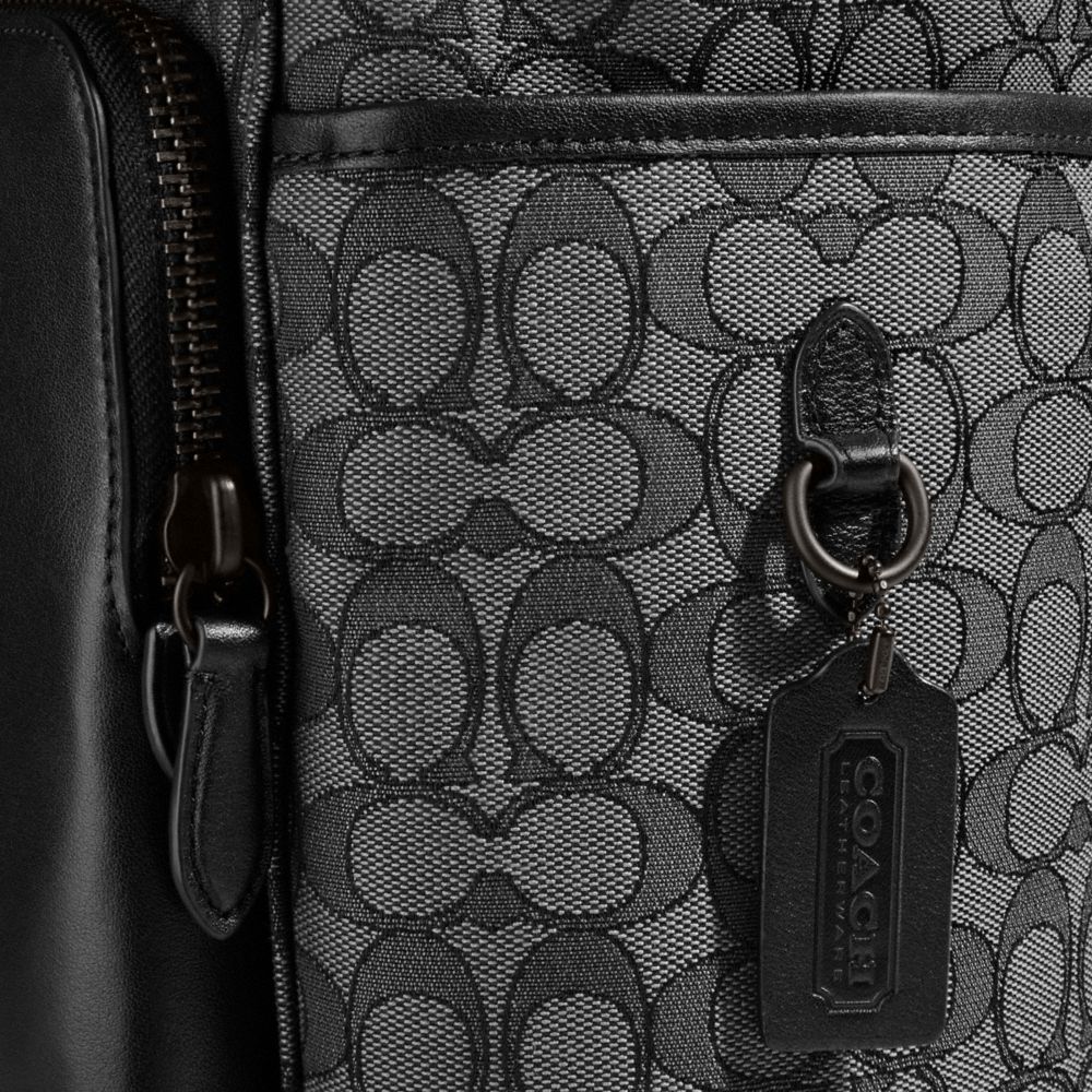 Mochila COACH® League Flap In Signature Jacquard Hombre Gris Negras | COYXD885