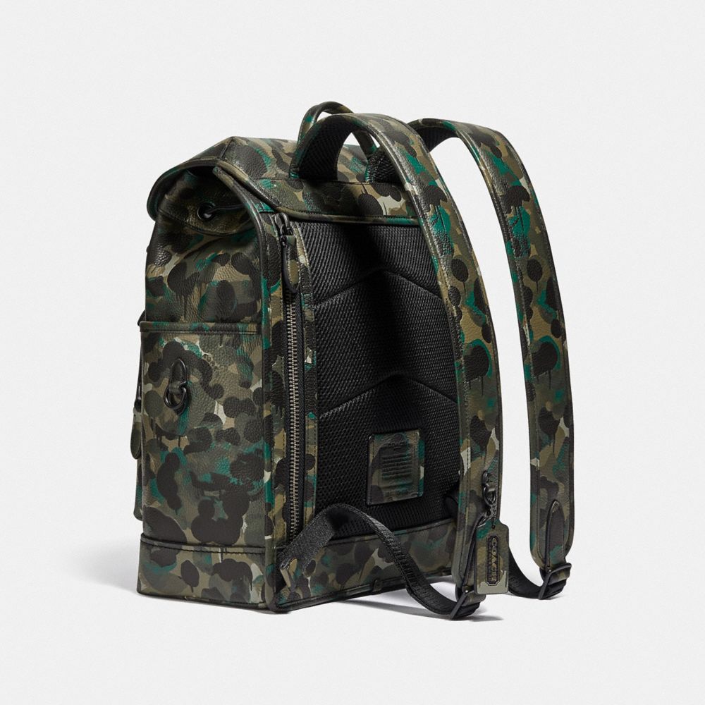 Mochila COACH® League Flap With Camo Print Hombre Negras Verde Azules | COTCS884