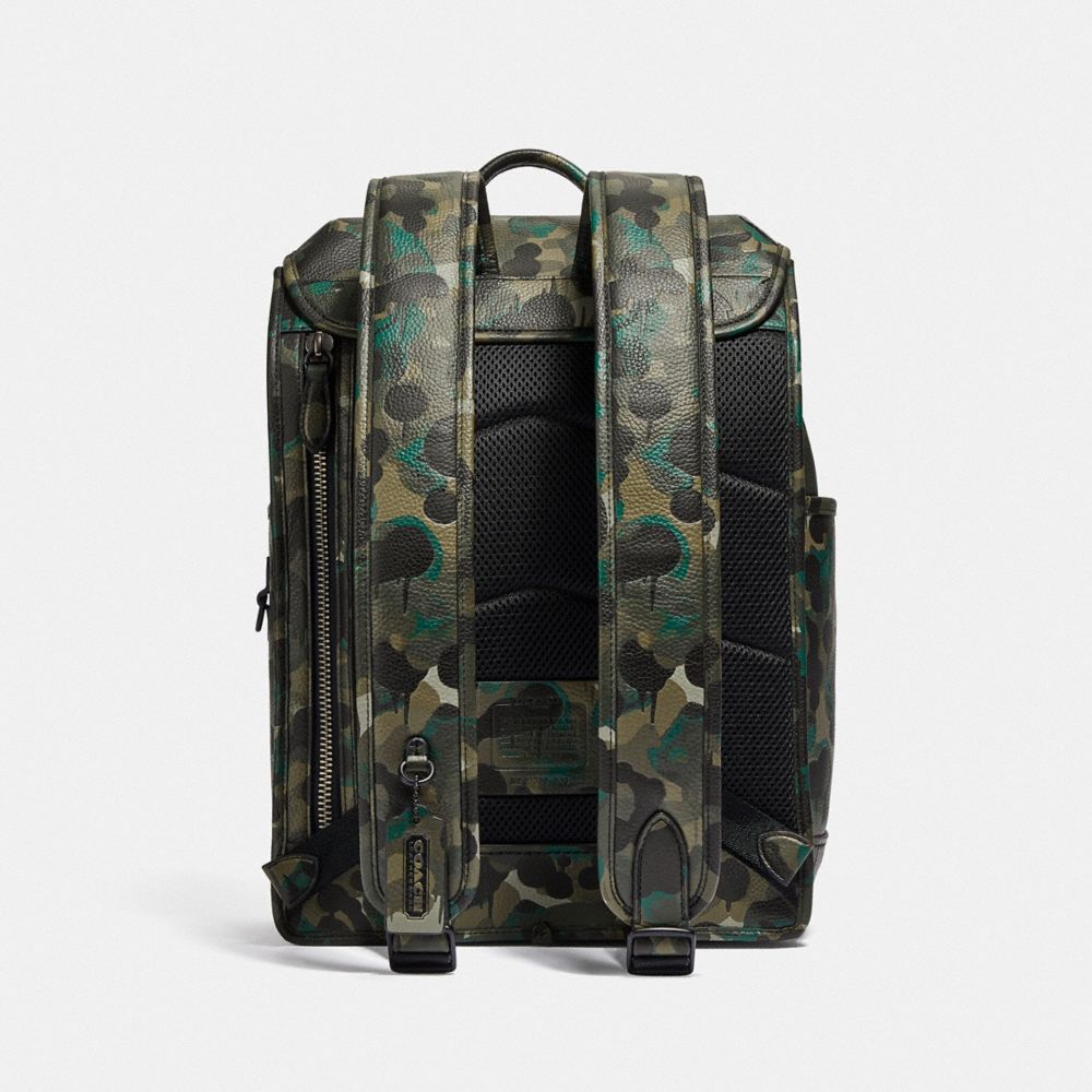 Mochila COACH® League Flap With Camo Print Hombre Negras Verde Azules | COTCS884