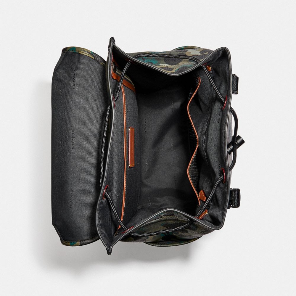 Mochila COACH® League Flap With Camo Print Hombre Negras Verde Azules | COTCS884