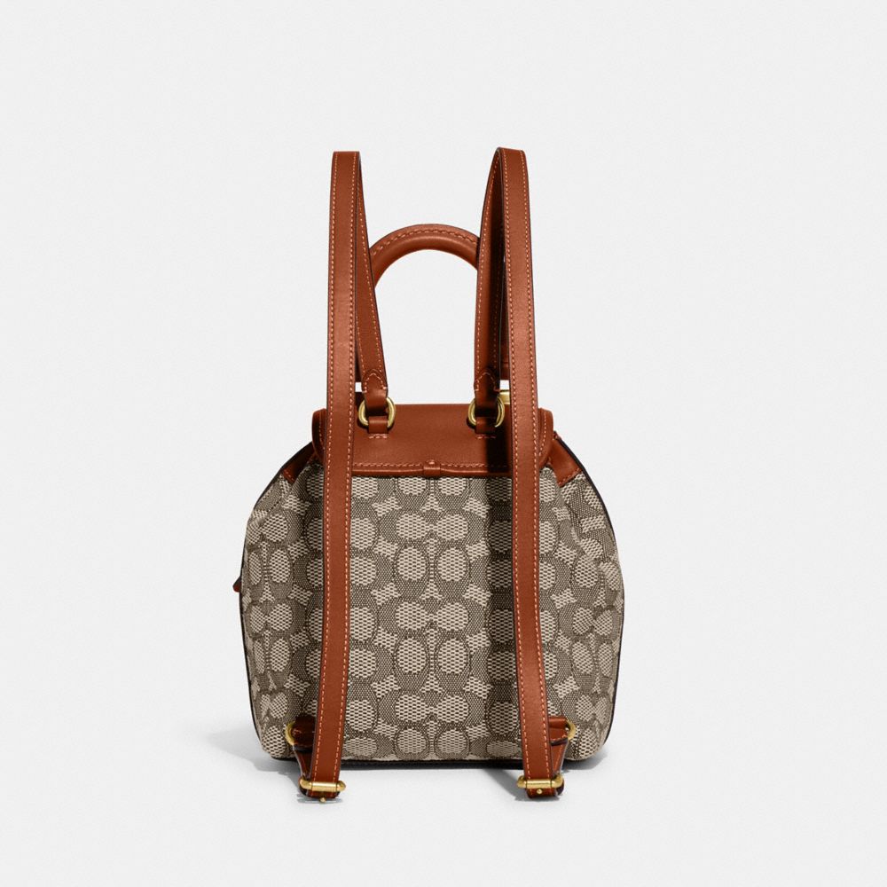 Mochila COACH® Riya 21 In Signature Textile Jacquard Mujer Marrones Gris | COQMM359