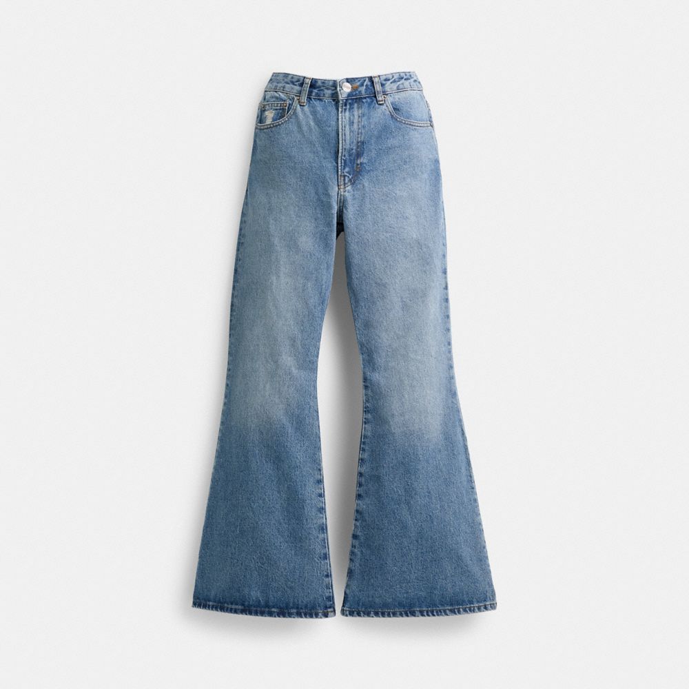 Pantalon COACH® Denim Boot Cut Jeans Mujer Azules | COOKM628