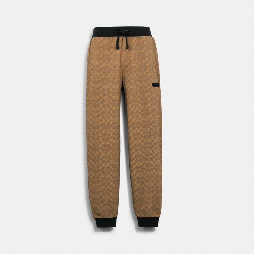 Pantalon COACH® Essential Joggers In Signature Hombre Marrones | COCTA910