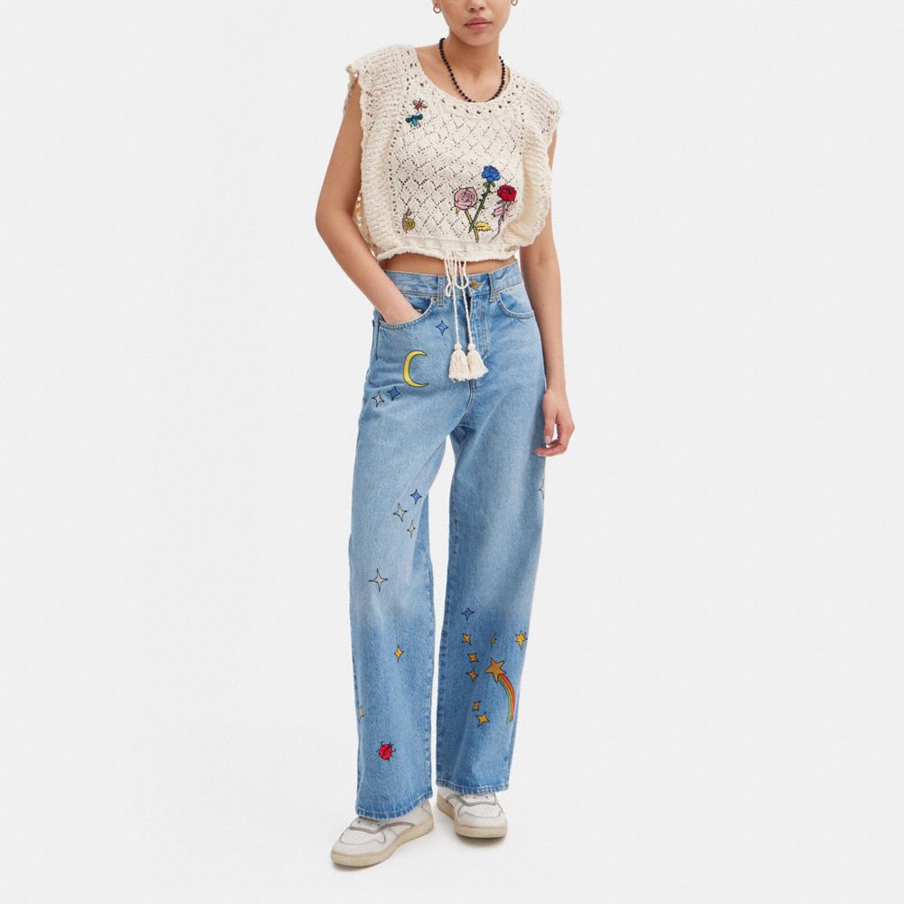 Pantalon COACH® X Observed By Us 90's Fit Denim Jeans Mujer Azules Multicolor | COYXV625