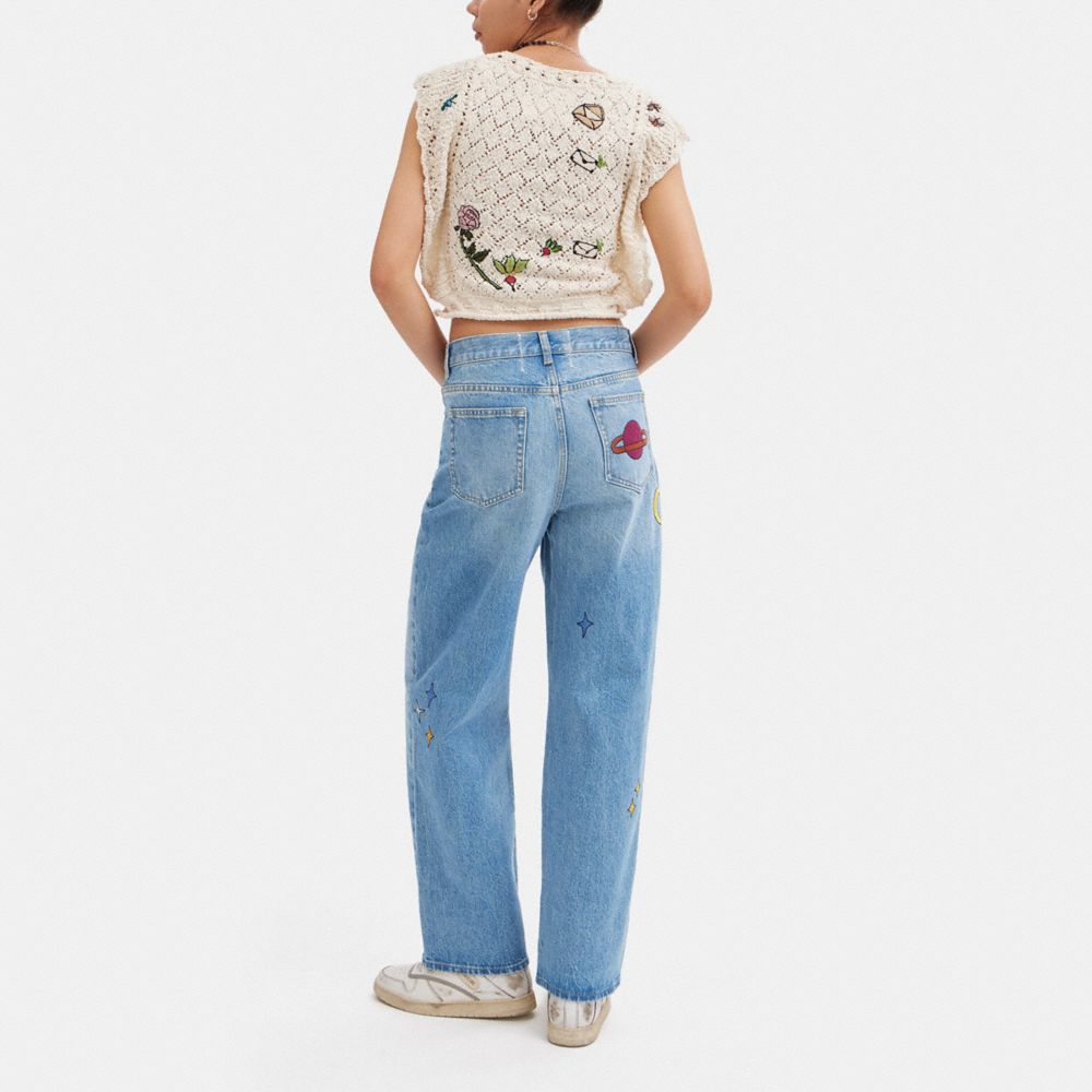 Pantalon COACH® X Observed By Us 90's Fit Denim Jeans Mujer Azules Multicolor | COYXV625