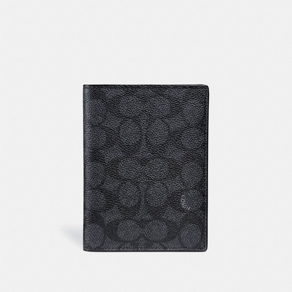 Porta Tarjetas COACH® Passport In Signature Canvas Hombre Gris | COOKM871