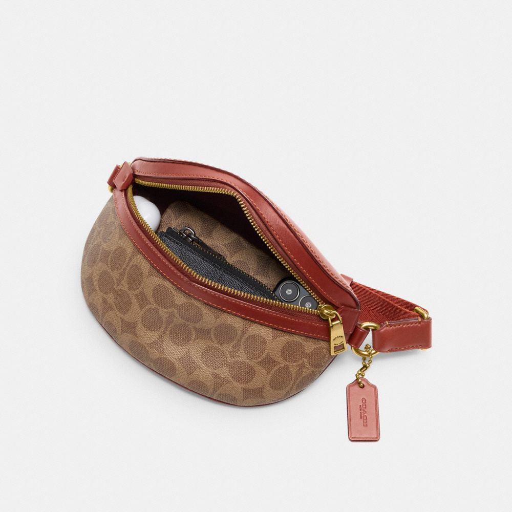 Riñonera COACH® Bethany In Signature Canvas Mujer Marrones Rojas | COYXC354