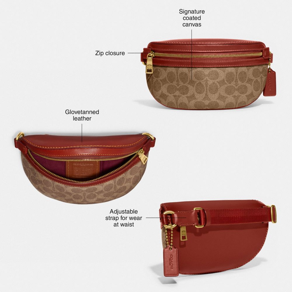 Riñonera COACH® Bethany In Signature Canvas Mujer Marrones Rojas | COYXC354