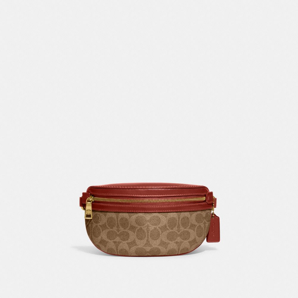 Riñonera COACH® Bethany In Signature Canvas Mujer Marrones Rojas | COYXC354