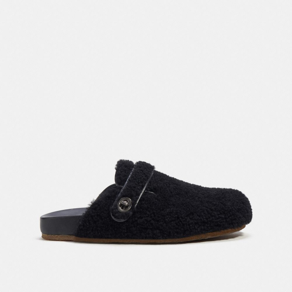 Sandalias COACH® Clog In Shearling Hombre Negras | COCOU960