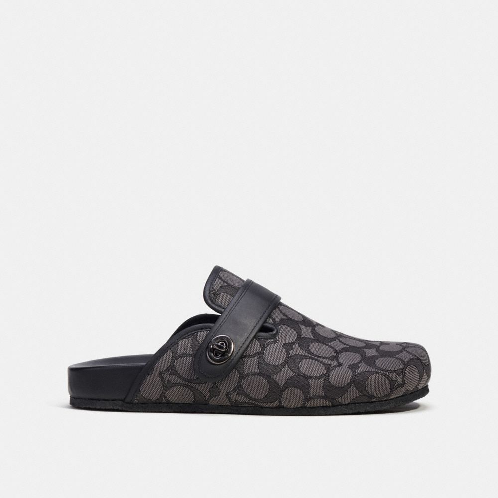 Sandalias COACH® Clog In Signature Jacquard Hombre Gris Negras | CONWY959