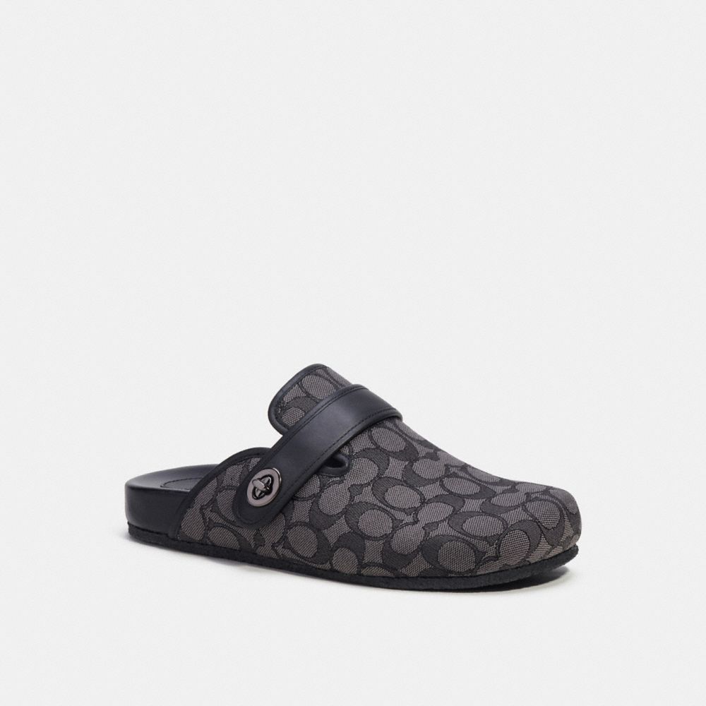 Sandalias COACH® Clog In Signature Jacquard Hombre Gris Negras | CONWY959